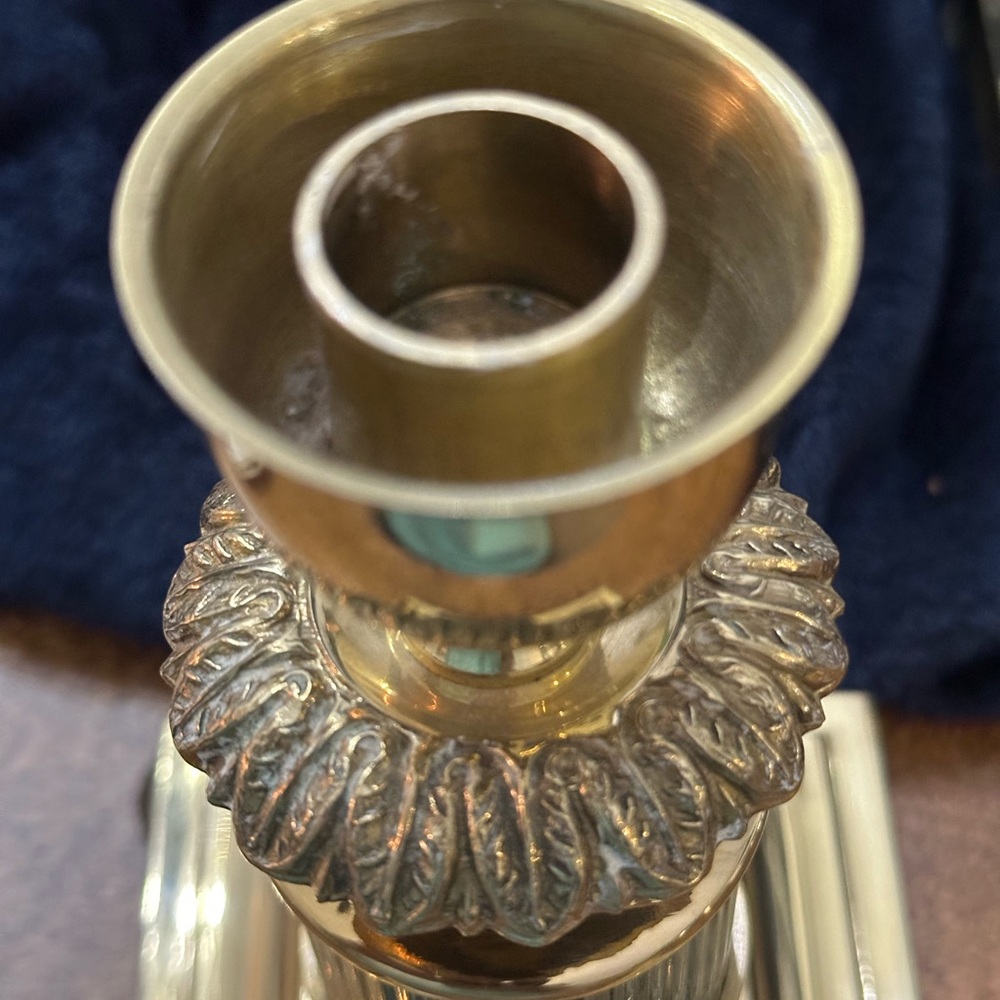 1970's 2 Brass Crafted Candle Holders - Picture 2 of 5